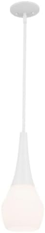 Kichler Deela Single Pendant Light Fixture for Kitchen Island with Satin Etched Cased Opal Glass in Champagne Bronze, Modern Hanging Lamp (7" x 17"), 52529CPZ