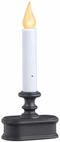 Xodus Innovations FPC1221A 8 inch Battery Operated LED Dusk to Dawn Window Candle with Amber Steady On or Flicker Flame, Black/Antique Bronze