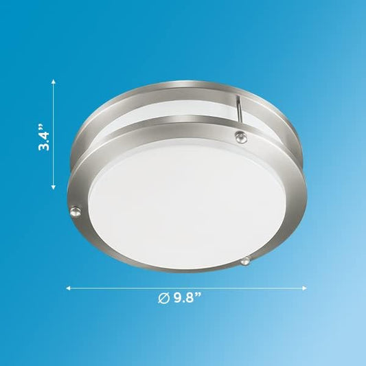 Philips LED Flush Mount Double Ring Ceiling Light 1-Pack Daylight (3000K) 1200 Lumen (16W = 75W) Dimmable Brushed Nickle No Bulbs Required