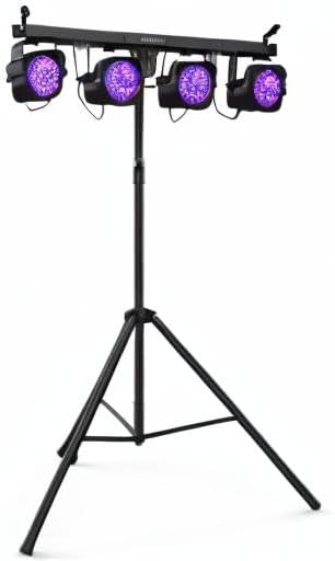 CHAUVET DJ – 4Bar ILS LED Wash Light System | 15-Channel DMX-512 RGB Control, 4 Adjustable PAR Heads | Tripod Stand, Wireless Foot Switch & Carry Bags Included | D-Fi USB Compatible