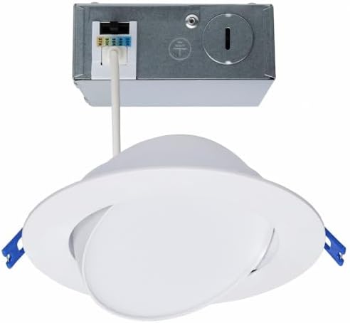Satco CCT Selectable LED Low Profile Directional Downlight with Remote Driver, 6 Inches, White