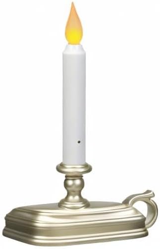Xodus Innovations FPC1325P-6 Battery Operated LED Window Candle with New Hot Spot Technology and Dusk to Dawn Sensor and Choice of Amber or White Flame, Pewter/Silver