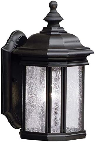 Kichler Kirkwood 13" 1 Light Outdoor Wall Light with Clear Seeded Glass in Black