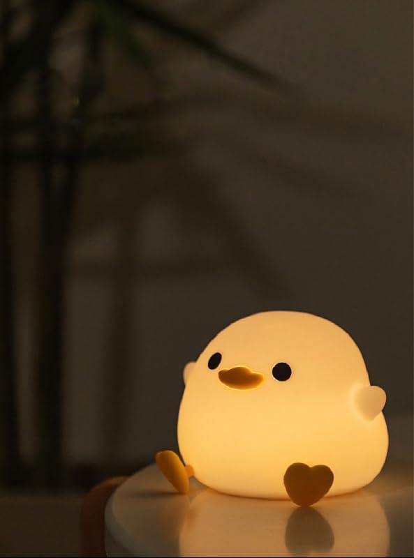 Cute Fox Night Light for Kids, Silicone Baby Nursery Night Light, Rechargeable Touch Lamp with Timer & Dimmable Warm Light for Bedroom Decor, Cute Animal Lamp (DODO Duck)