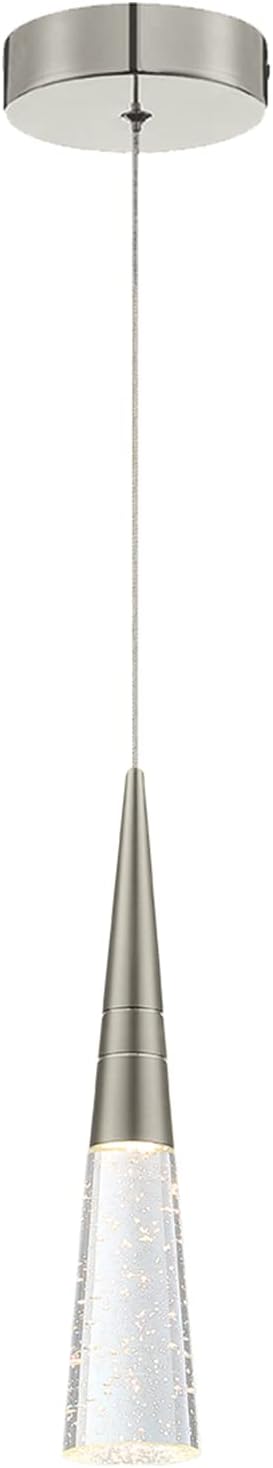 JoollySun Modern Crystal Pendant Light: Brushed Nickel Mini Hanging Light for Kitchen Island Bathroom