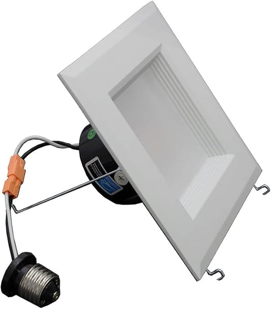 NICOR Lighting 5 inch White Square LED Recessed Downlight in 3000K (DQR5-10-120-3K-WH-BF)
