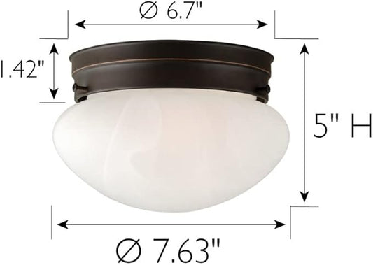 Design House Millbridge Dome 7-5/8 Inch Diameter Indoor Ceiling Light Fixture, for Bedroom, Hallway, Closet & Dining Room, Alabaster Glass, Oil Rubbed Bronze 514547