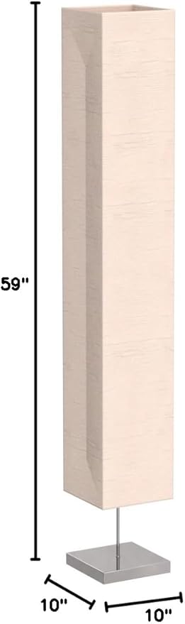 LIGHTACCENTS Honors Paper Floor Lamp 59-Inches Tall – Japanese Style Standing Lamp with Chrome Base and White Paper Shade, On/Off Foot Switch, Floor Lamp for Living Room & Bedroom