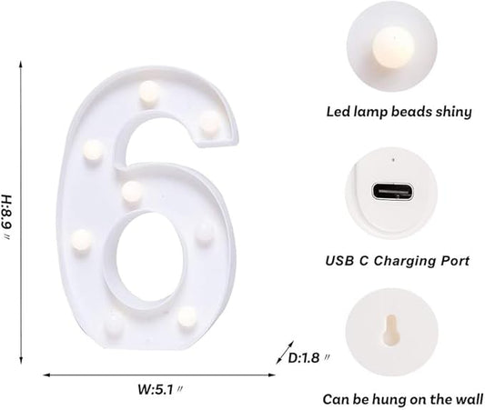 Foaky Rechargeable LED Letter Lights Sign Marquee Light Up Letters Sign for Night Light Wedding/Birthday Party Christmas Lamp Home Bar Decoration (6)