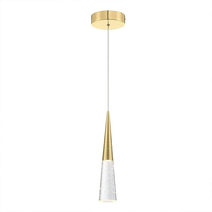 JoollySun Modern Crystal Pendant Light: Gold Mini Cone Hanging Light Fixtures for Kitchen Island Bathroom
