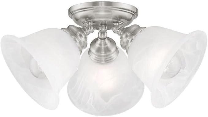 Livex Lighting 1358-91 Essex 3-Light Ceiling Mount, Brushed Nickel