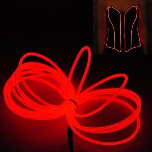 lychee 9ft EL Wire Neon Glowing Strobing Electroluminescent Light El Wire w/Battery Pack for Parties, Halloween Decoration (Red)