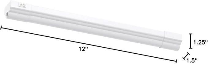 Maxxima 12 inch LED Under Cabinet Light - 600 Lumens Warm White 3000K, Undermount Lighting Fixture for Kitchen, Closet, and Bedroom, On/Off Switch, Plug in