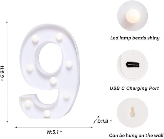 Foaky Rechargeable LED Letter Lights Sign Marquee Light Up Letters Sign for Night Light Wedding/Birthday Party Christmas Lamp Home Bar Decoration (9)