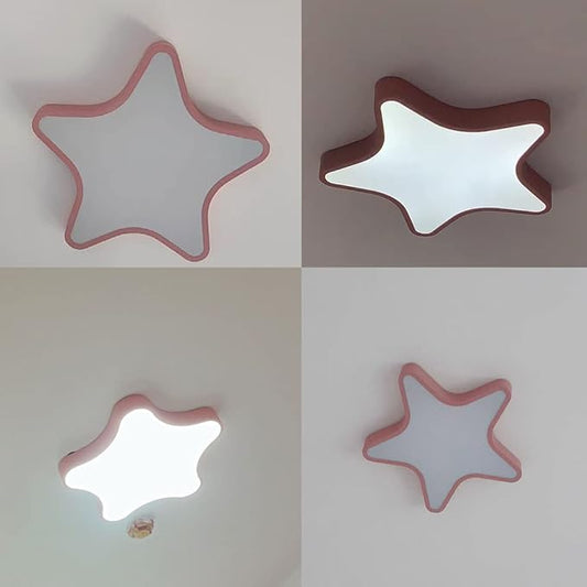 LED Ceiling Light Fixture, Modern Pentagram Recessed Ceiling Lights, 3000K-6000K Dimmable Light, Close to Lighting Flush Mount Living Room Pendant Lamps (Pink, 12inch)