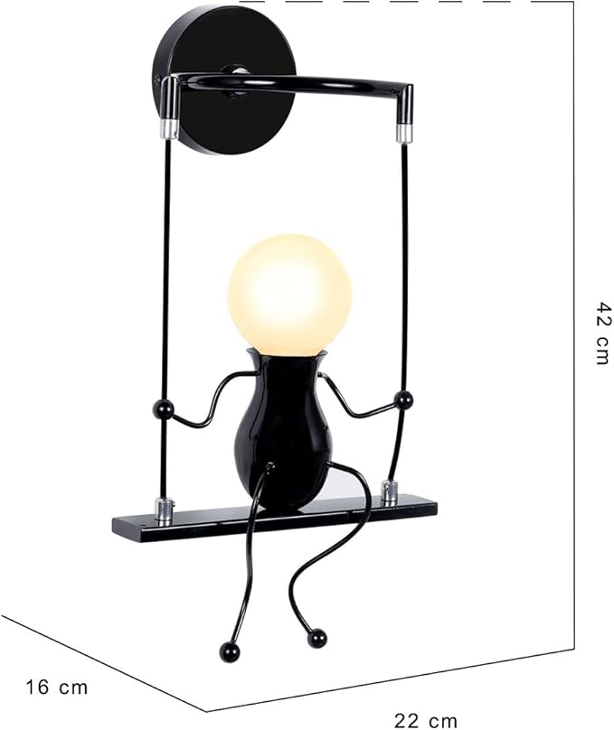 Kawell Humanoid Wall Light Fixtures Modern Wall Lamp Creative Wall Sconce Light Art Deco Max 60W E26 Base for Children Room Bedroom Bedside Living Room Stairs Hallway Restaurant Kitchen
