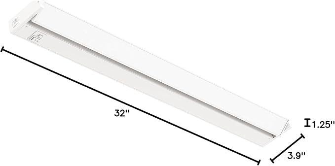 GETINLIGHT 32-inch Swivel LED Under Cabinet Lights, Glass Lens, Selectable White 2700K/4000K/5000K, Dimmable with Wall Dimmers, White Finish, IN-0202-4-WH