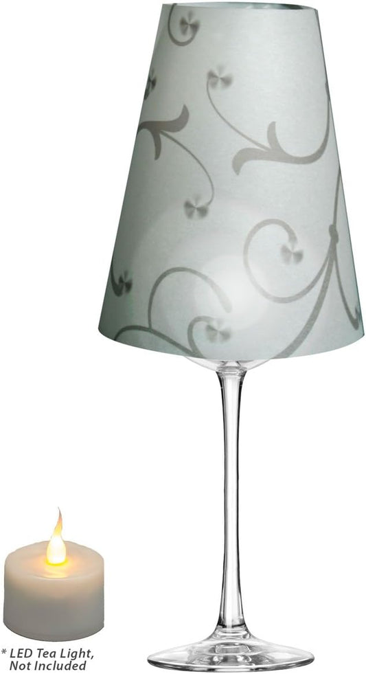 Royal Designs Vellum Tea Light Paper Wine Glass Lampshade, Gray Flower, Set of 20 (TLS-1016-20)