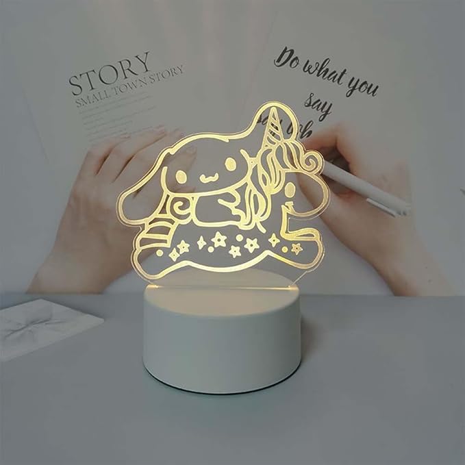3 Color Change Cartoon Night Light, 3D Kawaii LED Desk Lamp, Acrylic Sleep Night Lamp As Best Gifts for Women Teens Boys Girls (Dog)