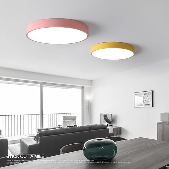 LED Ceiling Light Fixture,16 Inch Modern Round Recessed Ceiling Lights,Dimmable Light,24W Yellow Close to Ceiling Lighting Flush Mount Living Room Bedroom,3000K-6000K