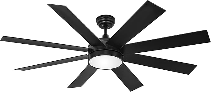 YITAHOME Black 60 Inch Ceiling Fan with Light and Remote, DC Fanlight for Indoor, Modern Light Fan with Reversible 6 Speeds, 3 Color Temperatures, Memory Function, Quiet Motor