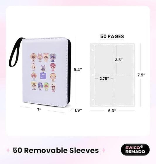 Cute Photocard Binder 400 Pockets Photocard Holder Book with Sleeves Photo Album for Lomo Cards (Light Purple-Carat)