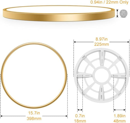 15.7 Inch Gold Flush Mount Ceiling Light Fixture, 5000K Daylight White, 32W 3800LM Bright LED Ceiling Light, Flat Round Light Fixtures Flush Mount for Bedrooms Living Rooms