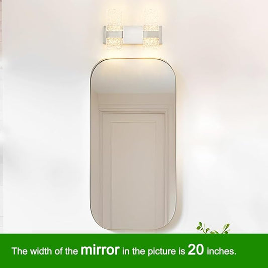Modern Brushed Nickel 2 Lights Bathroom Vanity Light, LED Bathroom Light Fixtures Over Mirror, Dimmable Acrylic Wall Lighting Fixtures, Hardwired Wall Light(H9.25in, L13.78in)