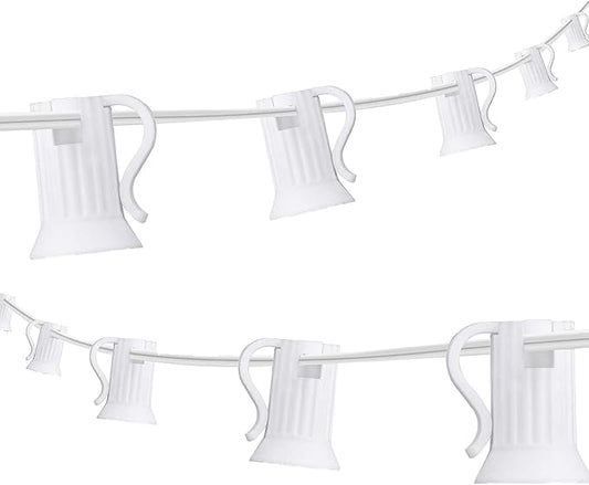 25FT C7 Light String Christmas Stringer, E12 Christmas Sockets 12" Spacing, C7 Stringer Set Green Outdoor String Light for Wedding Patio Event Lighting Decor, White Wire