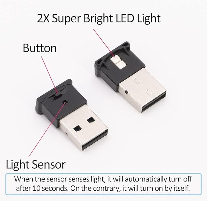 AOZITA Mini USB LED RGB Light Brightness Adjustable 8 Color Changeable for Car, Laptop, Keyboard. Atmosphere Smart Night Lamp for Home Decoration (DC : 5V) (Quantity: 2)