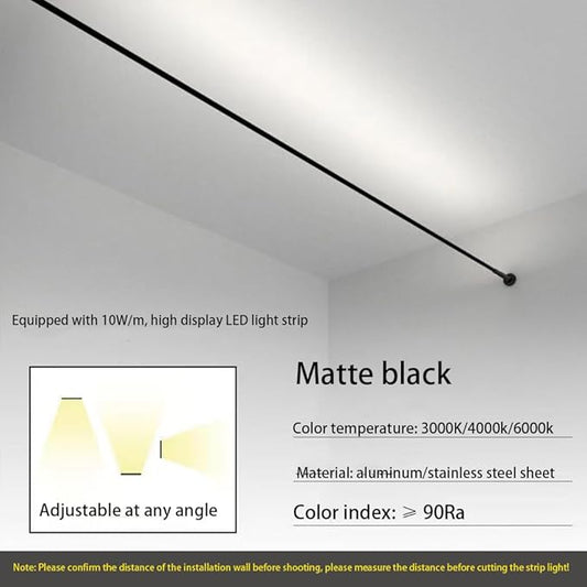 DIY Length Ceiling Light Steel Skylight Strip Linear Wall Lamp Skyline For Home Decoration Bar Villa Aisle LED Light Cutting Slim Wall Sconce 360 Degree Ceiling Floor Lighting,3000K Black 315Inch