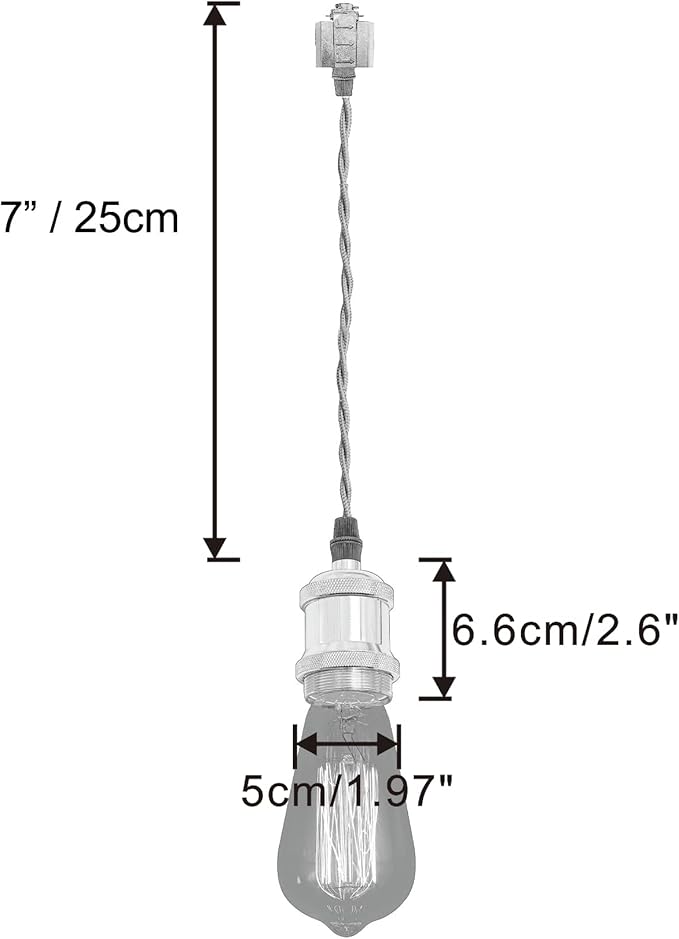 Kiven H-Type Track Light Pendants, 10 Inch Cord Length Black Weave Rope, 3 Pack Restaurant Chandelier Decorative Pendant Light Industrial Pendant Lamp,Bulb Not Included(Chrome)