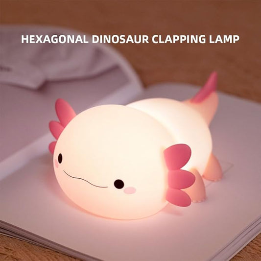 IFTHFOUR Axolotl Night Light – Cute Rechargeable Dimmable Silicone Lamp for Kids, Kawaii Bedside & Nursery Decor, Trendy for Girls & Boys (Pink)