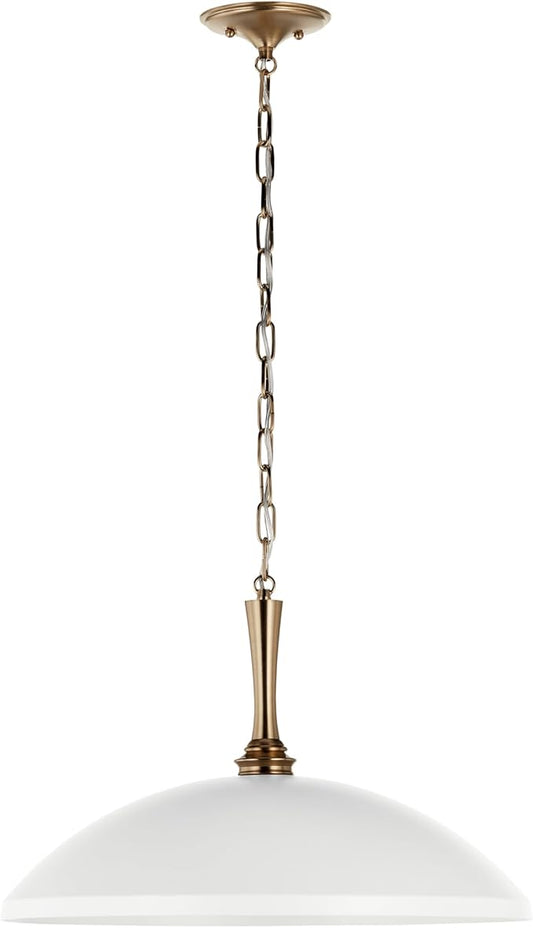 Kichler Delarosa 1-Light Pendant Light Fixture, Traditional Hanging Lamp with White Shade and Champagne Bronze Hardware for Kitchen Island, Dining Room, or Hallway (12.75" x 20.25"), 52638WH