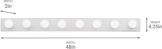 Kichler 8-Light Linear Bathroom Vanity Light Fixture, 48" Chrome Bath Bar for Mirror Lighting with 60W Medium Base Bulbs, Modern Transitional Style (48" W x 4.25" H x 2" D), 626CH