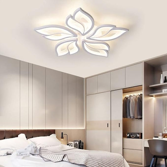 Modern Ceiling Light Fixture Led Chandelier Flush Mount Dimmable with Remote 25.59in Ceiling Lamp 5-Leaf Ceiling Lights Fixture for Living Room Bedroom Kitchen Dining Room Office