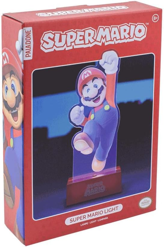 Paladone Super Mario Acrylic Light - Officially Licensed Nintendo, Lamp to Decorate Your Gaming Desk or Night Stand, Bedroom Decor Gamers, Battery Powered