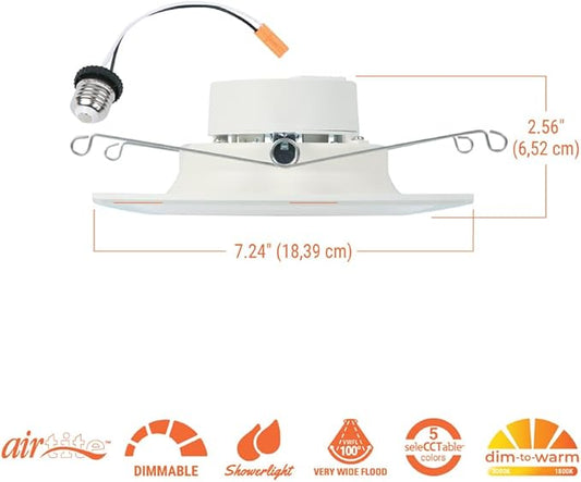 HALO RL Night Light 5/6 in LED Recessed Downlight with Night Light Mode, 1000 Lumens, Selectable CCT 2700K-5000K, Dim-to-Warm, Matte White - RLNL56109FSD2W1EWH