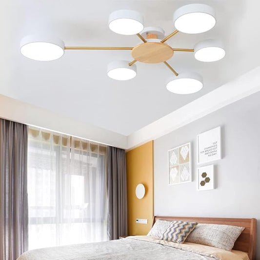 6-Lights LED Ceiling Lighting 41 Inch Modern Ceiling Lights Flush Mount Recessed Lighting Ceiling Light 48W Dimmable Living Room Bedroom Kitchen, 3000K-6000K White