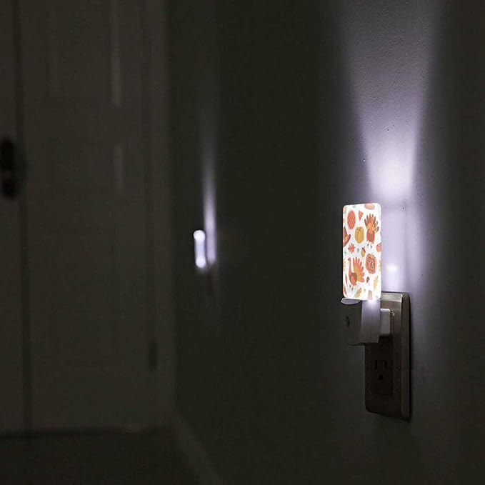 LED Night Light Plug into Wall with Dusk to Dawn Light Sensor White Energy Efficient Pumpkin Turkey Pie Pastel Color Nightlight for Bedroom Bathroom Hallway Living Room Kitchen