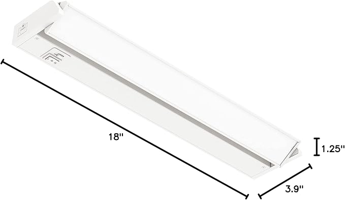 GETINLIGHT 18-inch Swivel LED Under Cabinet Lights, Glass Lens, Selectable White 2700K/4000K/5000K, Dimmable with Wall Dimmers, White Finish, IN-0202-2-WH