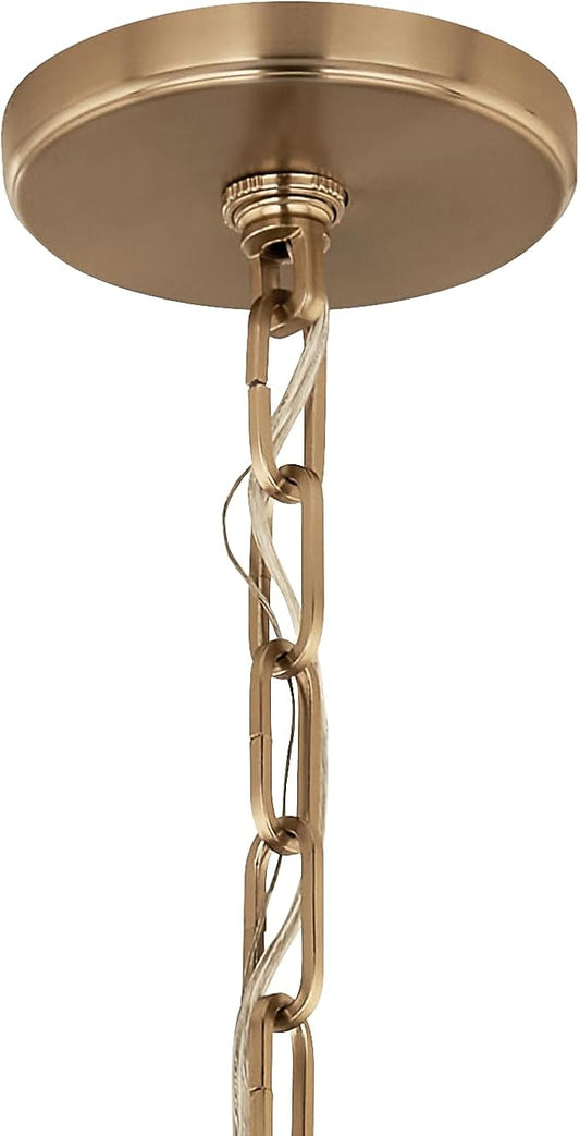 Kichler Etcher 2-Light Pendant Light Fixture with Etched Painted White Glass Diffuser, Kitchen Island Hanging Light in White and Champagne Bronze (22.5" x 18"), 52711WH