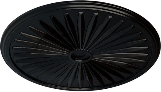 Ekena Millwork CM33LEBLF 33 1/8"OD X 3 1/2"ID X 1 3/8"P Leandros Ceiling Medallion Fits Canopies Up To 5", Jet Black