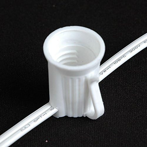 Novelty Lights 200 Foot C9 Outdoor String Light Christmas Stringer - Patio String Lights - Intermediate Base (C9/E17) - 24" Spacing - White Wire