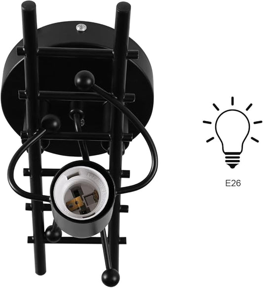 Kawell Creative Humanoid Wall Light Fixtures Indoor Wall Lamp Modern Wall Sconce Light Fixtures Art Deco for Children Room Bedroom Living Room Kitchen Stairs Hallway Restaurant Cafe Bar, Black