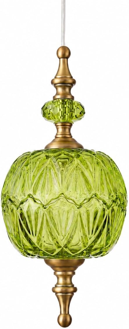 Modern Pendant Lights Green Glass Vintage Light Fixtures Adjustable Ceiling Hanging Lamp for Bedroom Living Room Hallway 1 Light