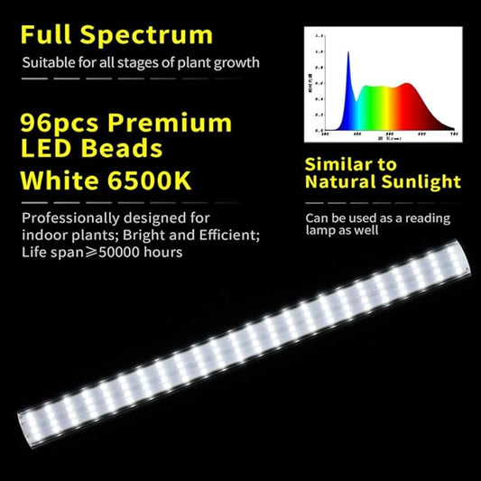 Standing LED Grow Light,Adjustable T12 Bar Plant Light, White 6500K Full Spectrum Plant Grow Lamp on Stand for Indoor Plants Seed Starting, Seedlings, Veg, Flower