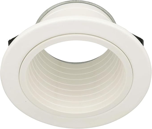 HALO E26 Series 4 in. White Recessed 4001WB-12PK Ceiling Light Plastic Step Baffle with White Trim Ring