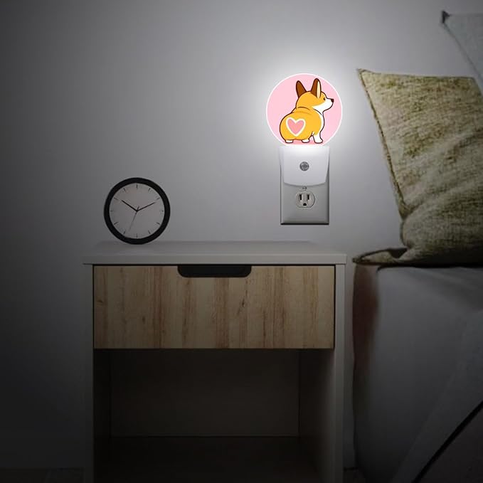 Corgi Dog Night Light Auto Sensor Led Dusk to Dawn Lamp Home Decor for Men Women