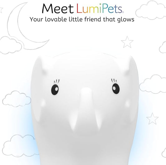LumiPets Eggbert the Elephant Squishy Night Light for Kids | Silicone Nightlight with Tap, Remote Control | Rechargeable Color Changing Animal Light for Girls & Boys | Portable Mood Lamp With USB Cord